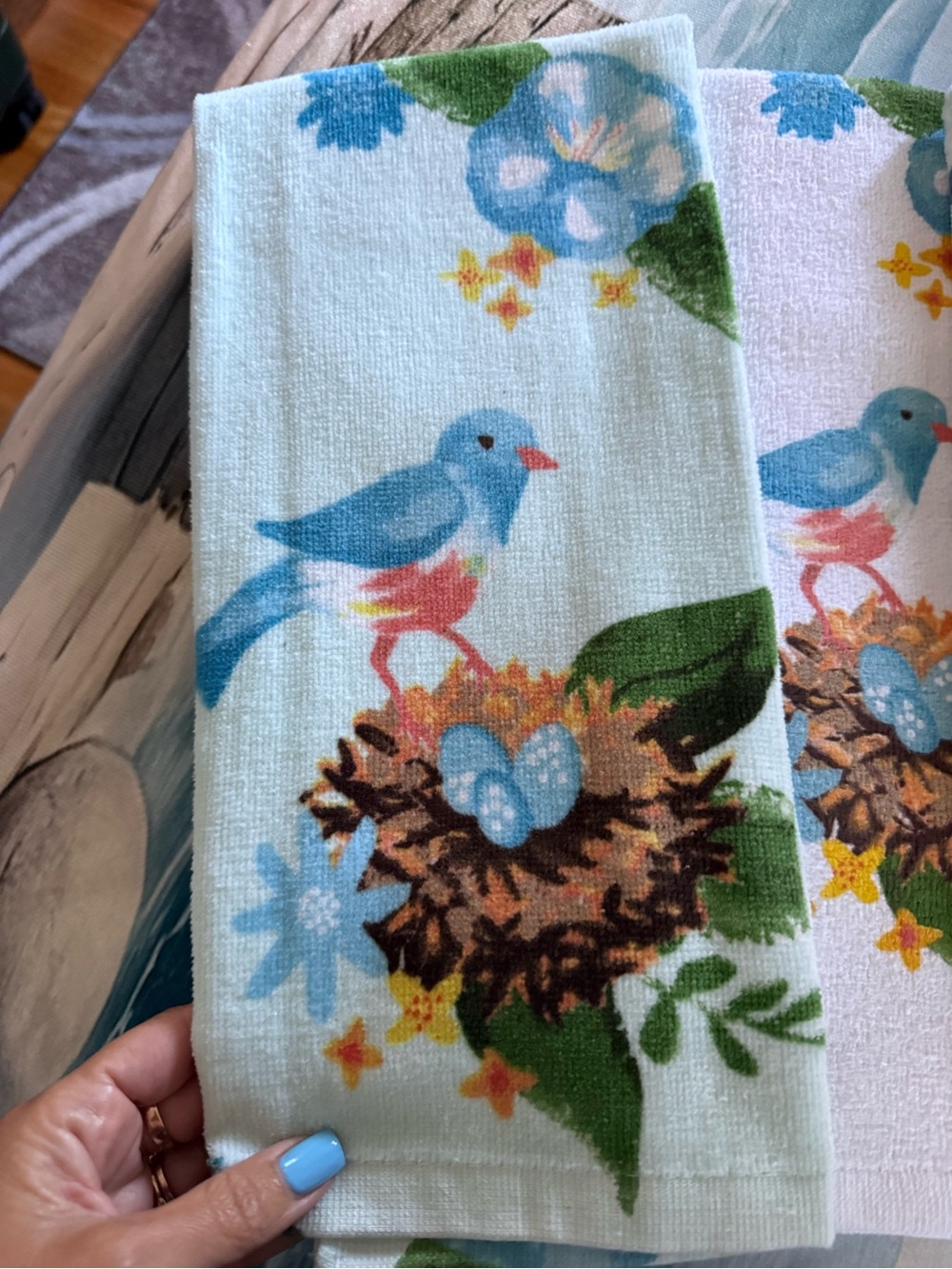 New Set of 4 Kohl's Bird Nest Hand Towel Set
